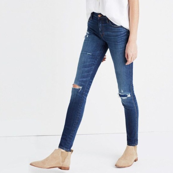 Madewell Denim - Madewell 9” high rise distressed skinny jeans